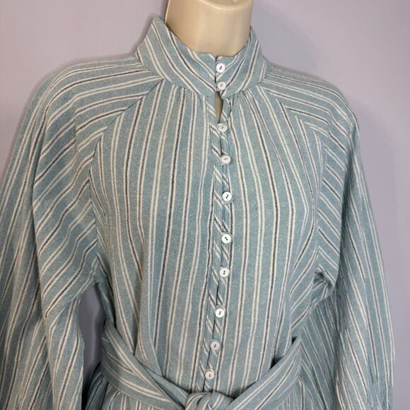 Spell Rodeo Blouse Dress Blue Striped Relax Minimalist Beach Vacation S - Picture 10 of 16